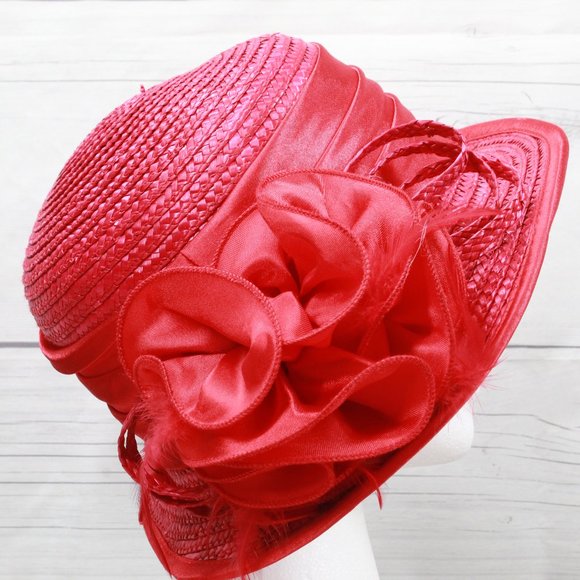 Unbranded Accessories - *Vintage! Womens 100% Straw Red Floral Fashionable Hat